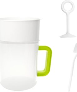 1.6 Quart Food Strainer Press Filter Bag Replacement, Juicer Pitcher with Built-in Drainer for Juicing Use After, Yogurt, Nut Milk, Soy Milk, Pulp Dairy Maker (1 Set, 5 Parts)