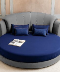 Round Bed Sheets, Fitted Mattress Sheet, Circle Circular Cover, 200cm/78.7" Dia, Fit for Deep Less Than 10.6", 100% Cotton Piece for Twin Pocket Home Hotel Crib, Solid Blue Color (Just Cover, No Bed)