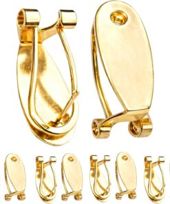 10PCS Gold Fingernail Earring Post for Native American Earring, Hardware Converters, and Flatback Stopper for Making Heavy, Bulk Native American Pierced Jewelry Findings (Gold)