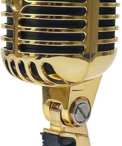Vintage Retro Old School Microphone, Professional Classic Dynamic Wired Vocal Cardioid Mic For Karaoke Live Performance In-Studio Recording Singing Stage, Fashioned Metal Prop, XLR Cable Compatible