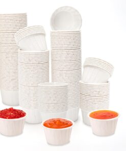 Paper Cup Liner Disposable Container,2.1x1.2",1oz, Bowl Tray Organizer for Ketchup, Melting Wax Bean Face Nose Hair Removal, Ice Cream Cake Condiment Sauce Ramekin Shot Souffle Sample Serving (200)