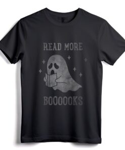 Read more boooooks Cute Ghost Halloween T-Shirt - Kawaii Ghost Reading Book Tee for Kids, Adults, and Teachers